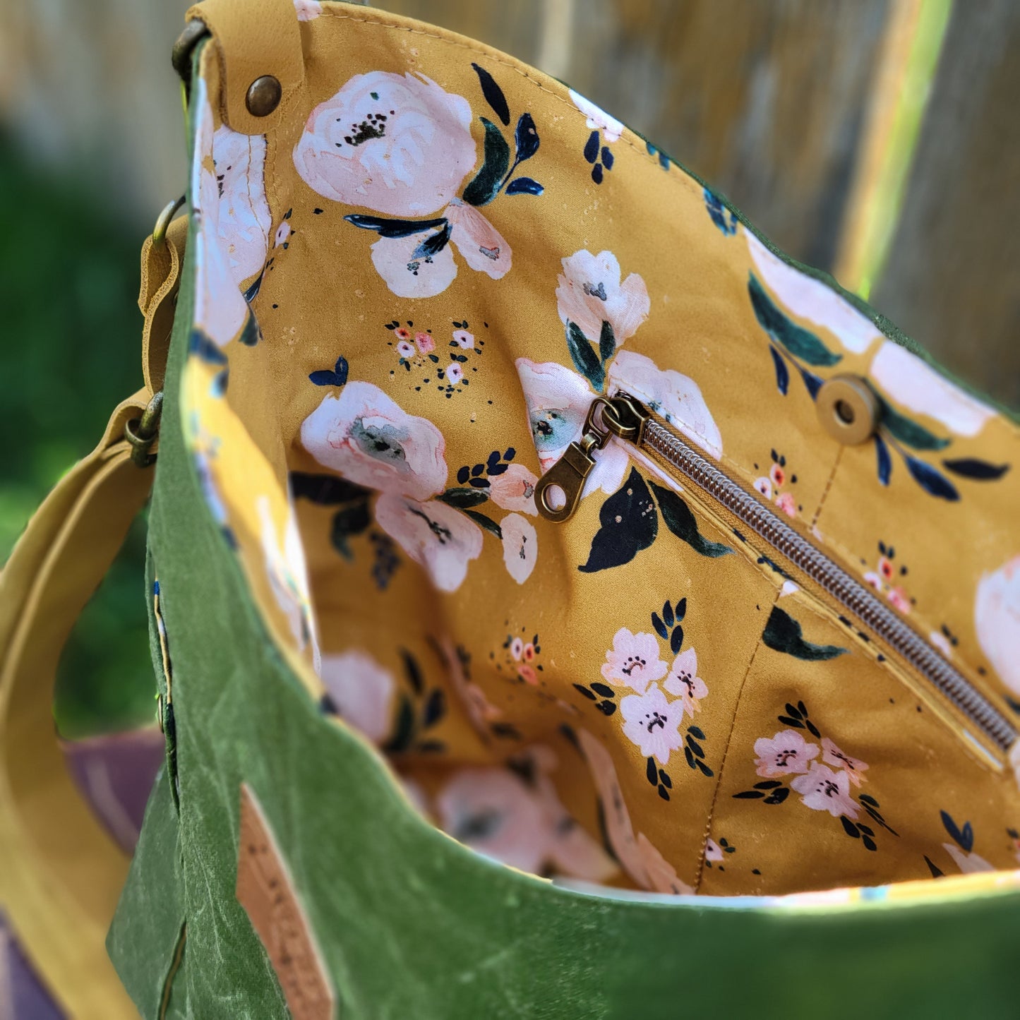 Fern & Mustard Yellow Mid-Size Compass Tote