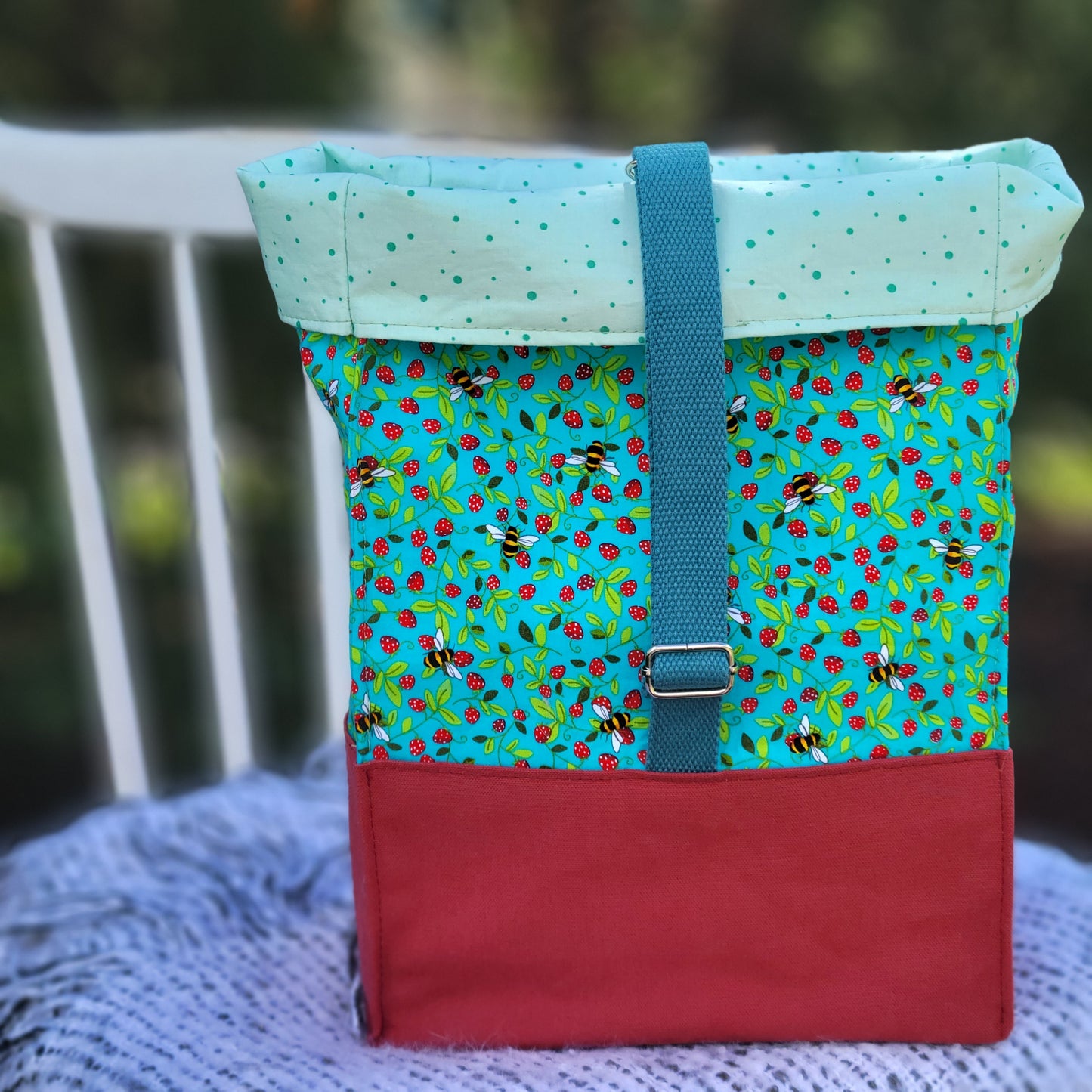 SAMPLE Strawberry Bees 'Let's Roll Out' Large Project Bag