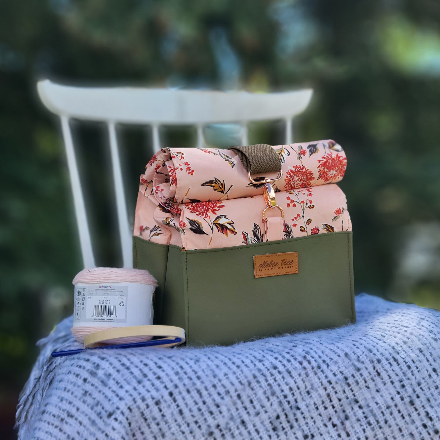 Blush Florals 'Let's Roll Out' Large Project Bag