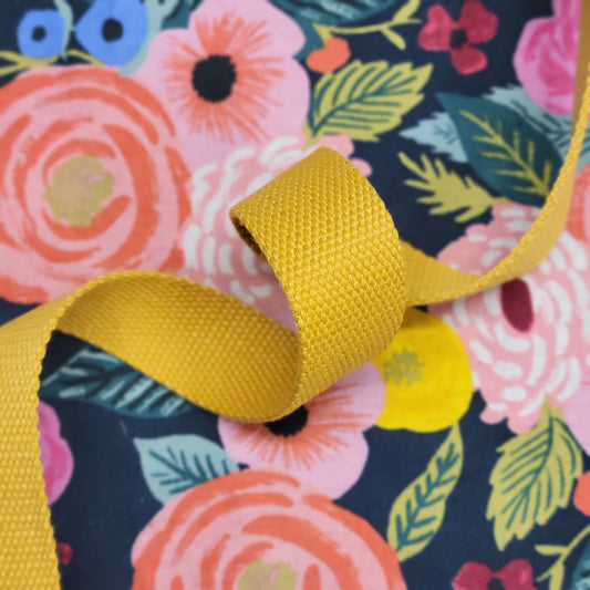 1.25" (32mm) Mustard Yellow Fabric Webbing - Bag Making Supplies