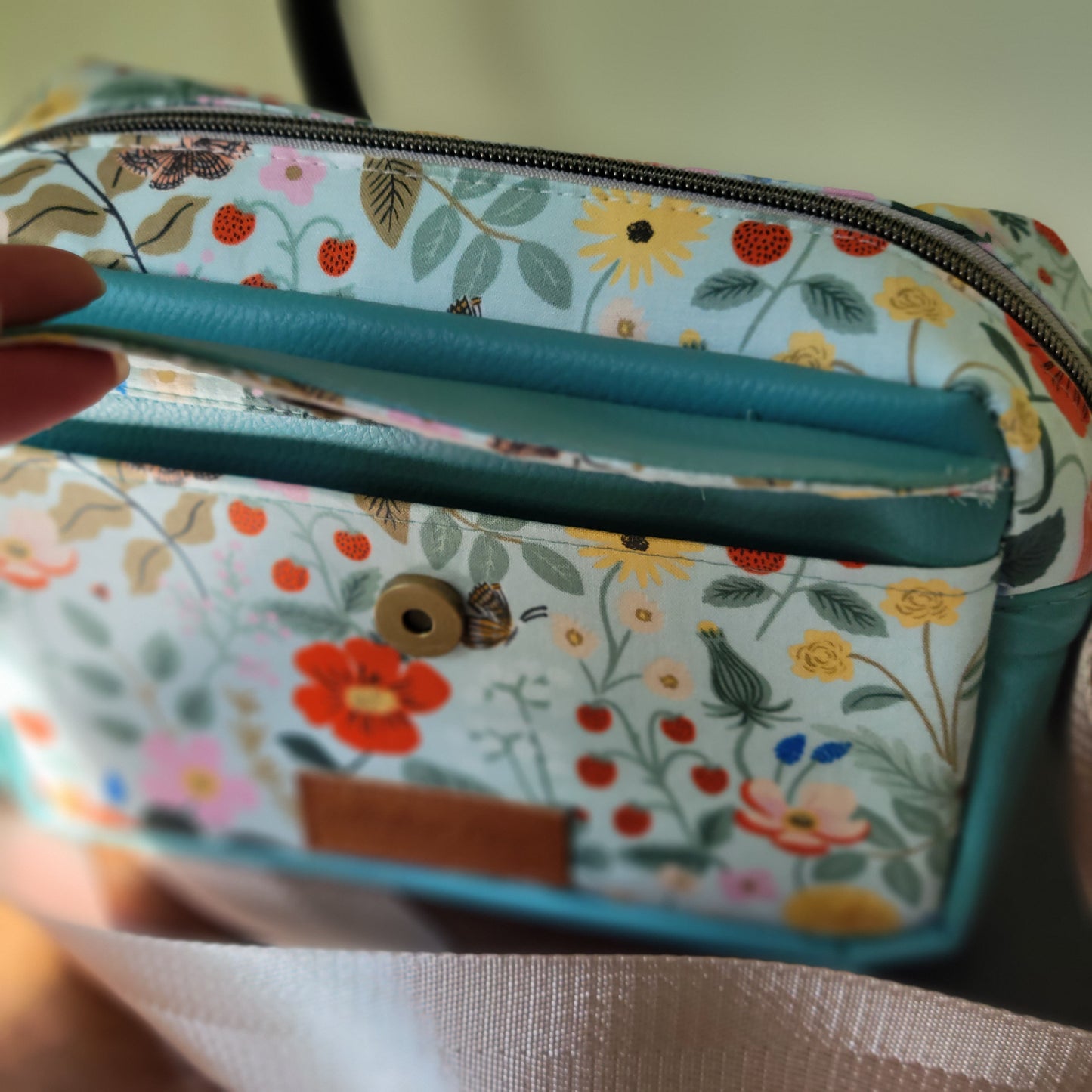 SAMPLE Mint Rifle Paper Strawerry Fields Florals Blossom Crossbody Bag