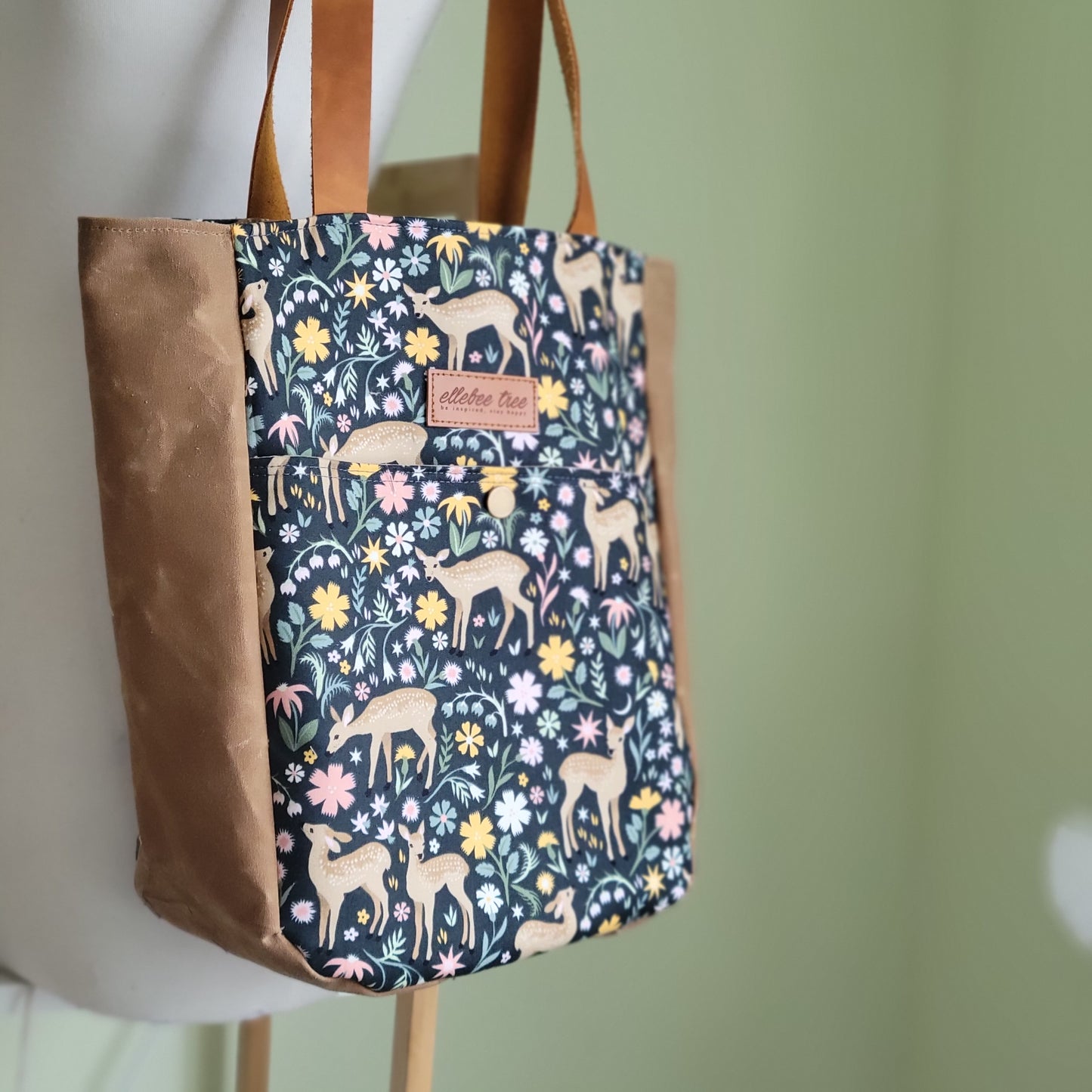 Fawn Forest Bookish Tote with Leather Handles